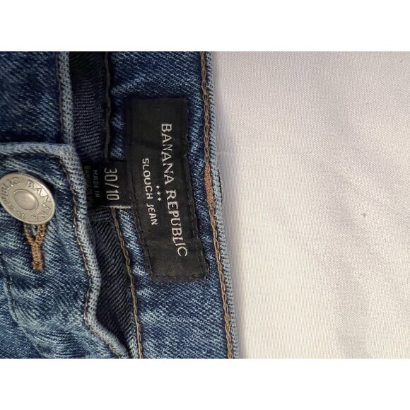 Banana Republic Slouch Jeans‎ Denim Mid-Rise Dark Blue Wash Women Size 10/30 - Picture 4 of 5